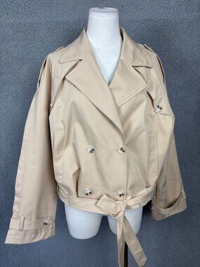 Imily Bela Women's Double Breasted Lapel Trench Coat Cropped Jacket 2XL NWOT's